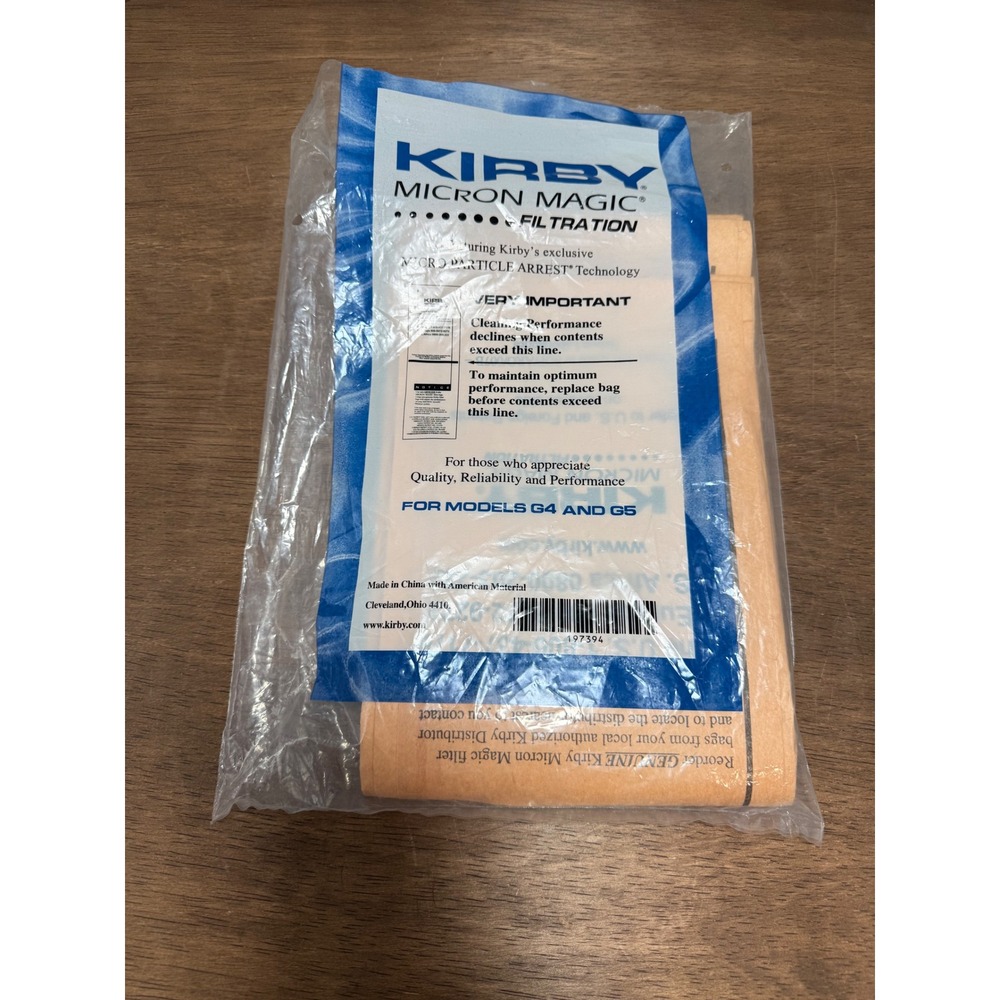 Kirby Vacuum Bags 197394 Micron Magic Filtration G4 G5 OEM Replacement 3 Pack